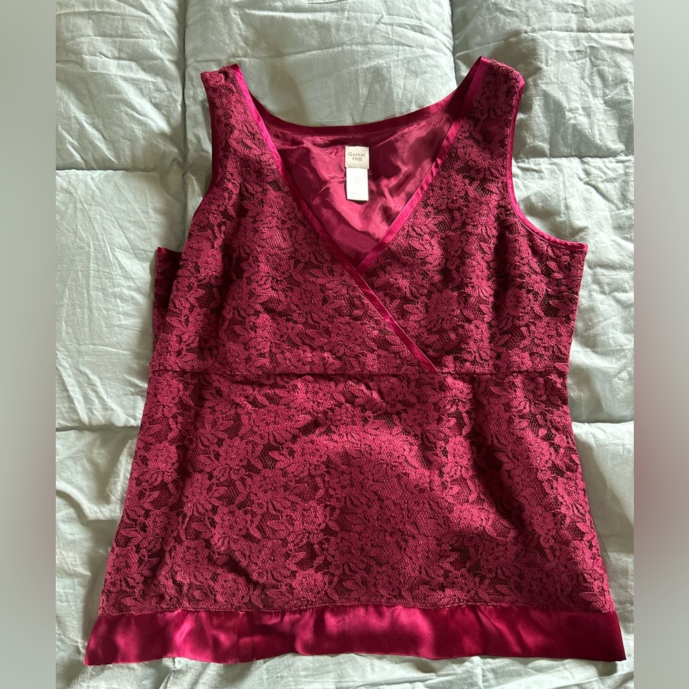 Garnet Hill blouse in maroon. Size 12